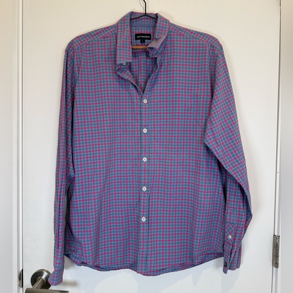 Jack Maverick Men's Vibrant Checkered Button Up 100% Cotton Shirt